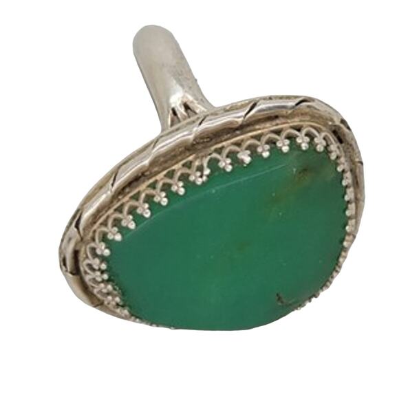 Early Jerry Roan researched Sterling Silver Green Turquoise Mens Ring sz 11.75 - Picture 6 of 10